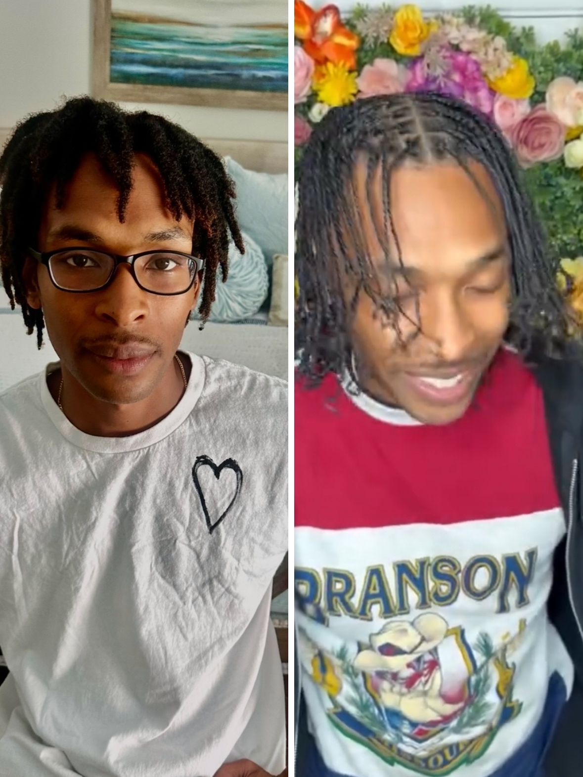 Customer before and after: visible hair growth and length after using JoyCurl Oil.